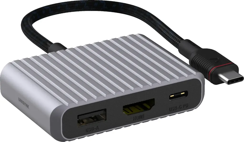 Unisynk 3-Port USB-C hub - Grå (Fra Elkjøp)
