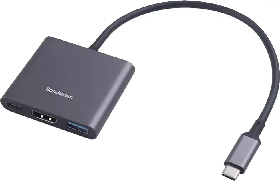 Sandstrøm S3IN1CA26E 3-i-1 USB-C hub - Mørk Grå (Fra Elkjøp)