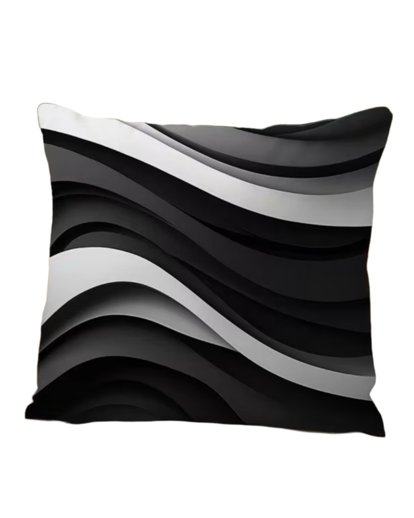 Putetrekk bølger svart/hvit