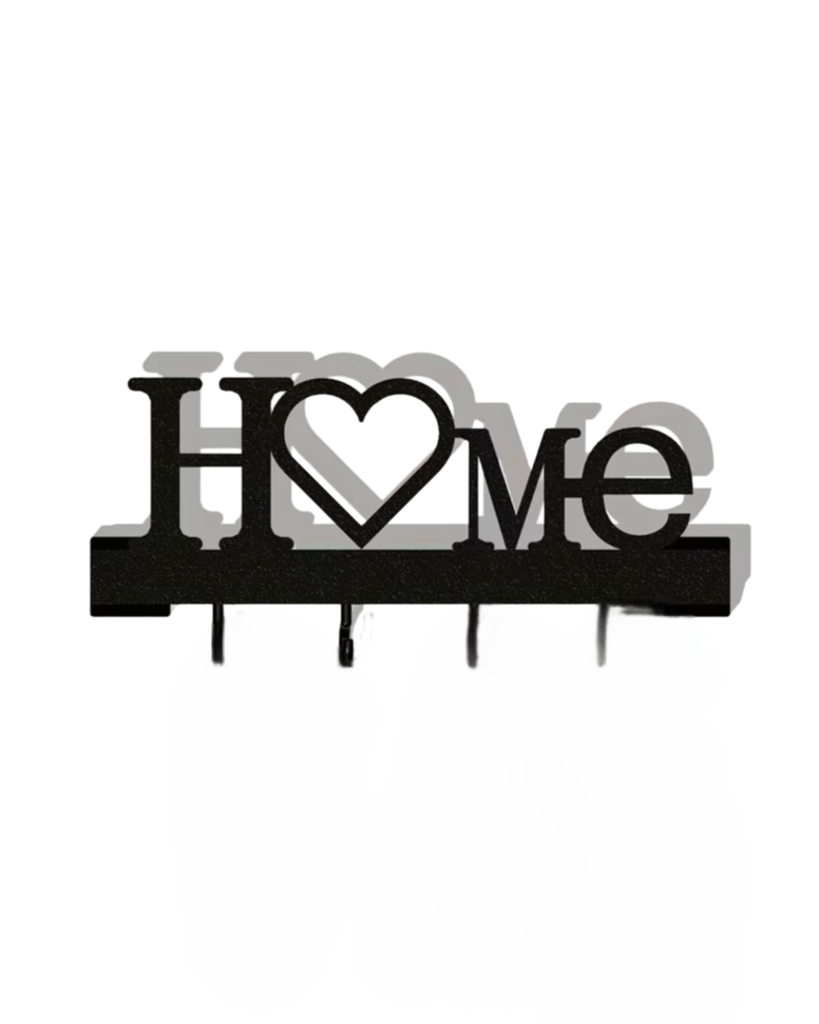 HOME - Veggdekor for nøkler (svart)