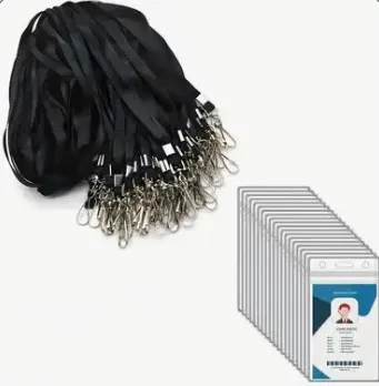 Nøkkelbånd med krok og kortholder - Svart