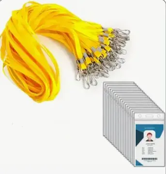 Nøkkelbånd med krok og kortholder - Gul